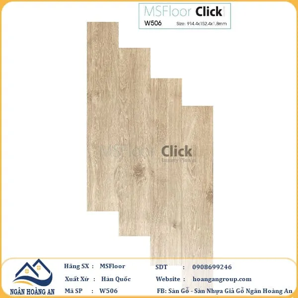 Sàn Nhựa Giả Gỗ Bóc Dán MsFloor W506